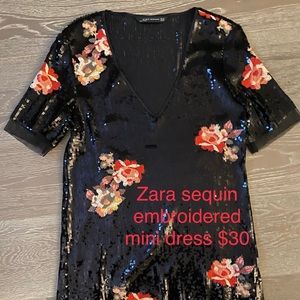 Zara sequin embroidered dress